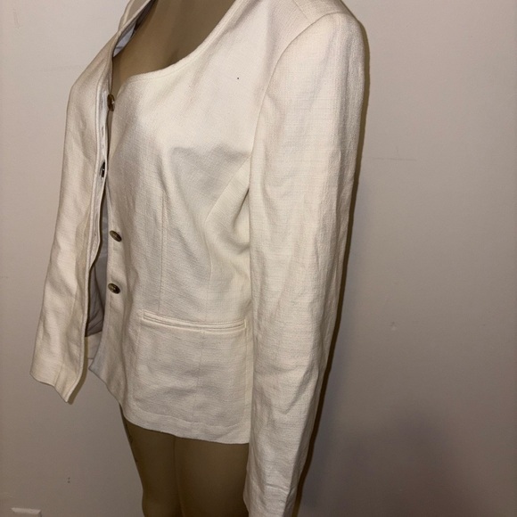 Ann Taylor Classy Ivory Cotton Blend Career Business Blazer Size 14 New - Picture 4 of 6